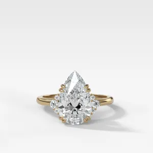 Signature Cluster Engagement Ring With Pear Cut Diamond