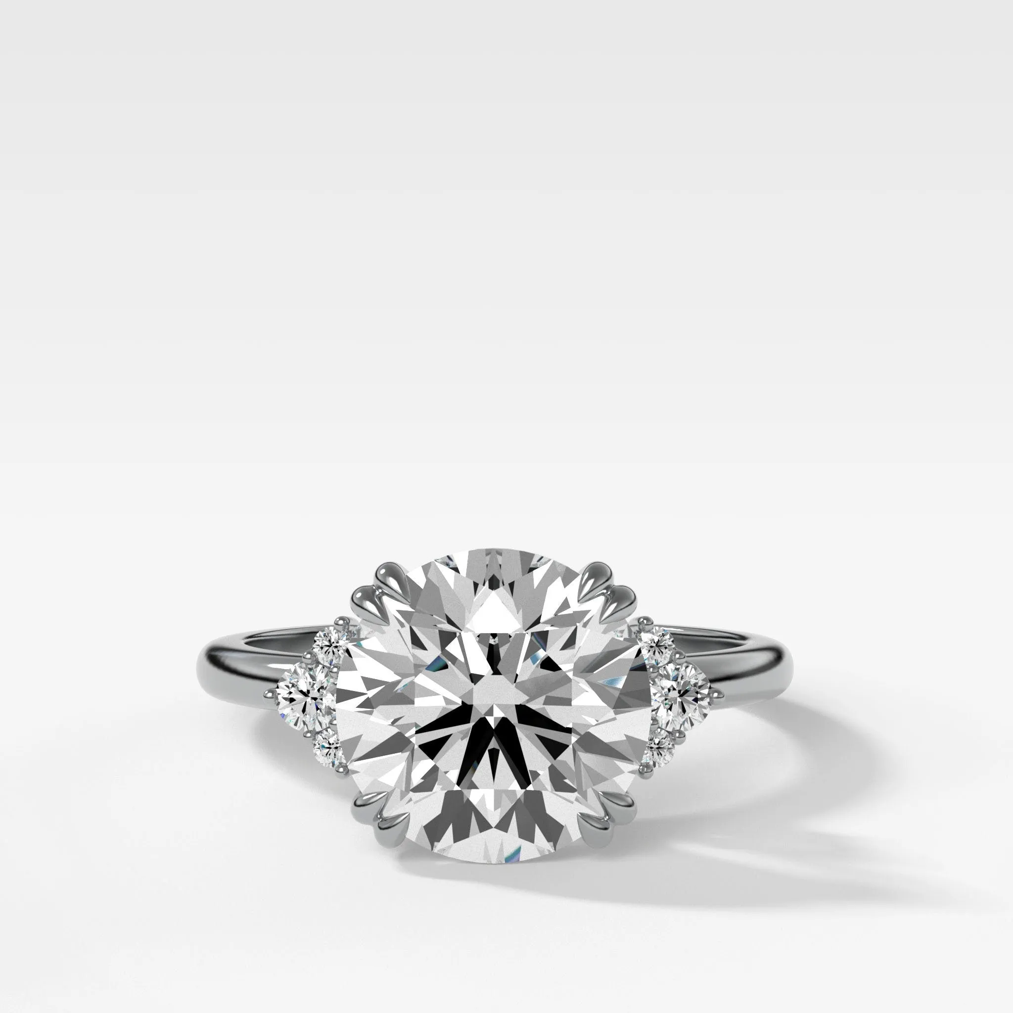 Signature Cluster Engagement Ring With Round Cut Diamond