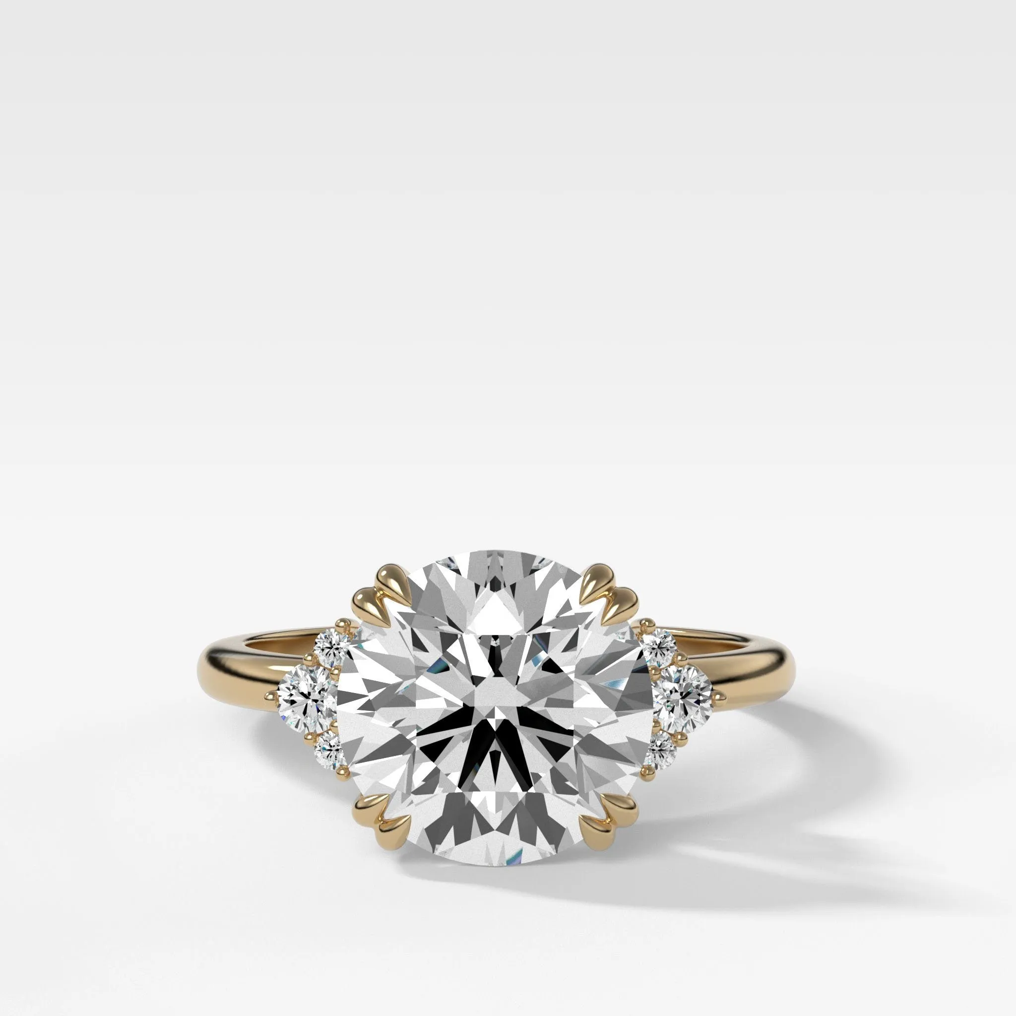 Signature Cluster Engagement Ring With Round Cut Diamond