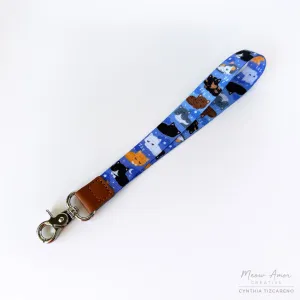 Sleepy Cat Wristlet Lanyard
