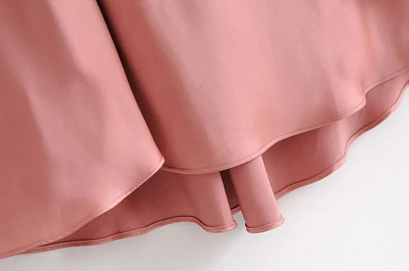 Sling Backless Silk Satin Slit Leg Midi Dresses Blue