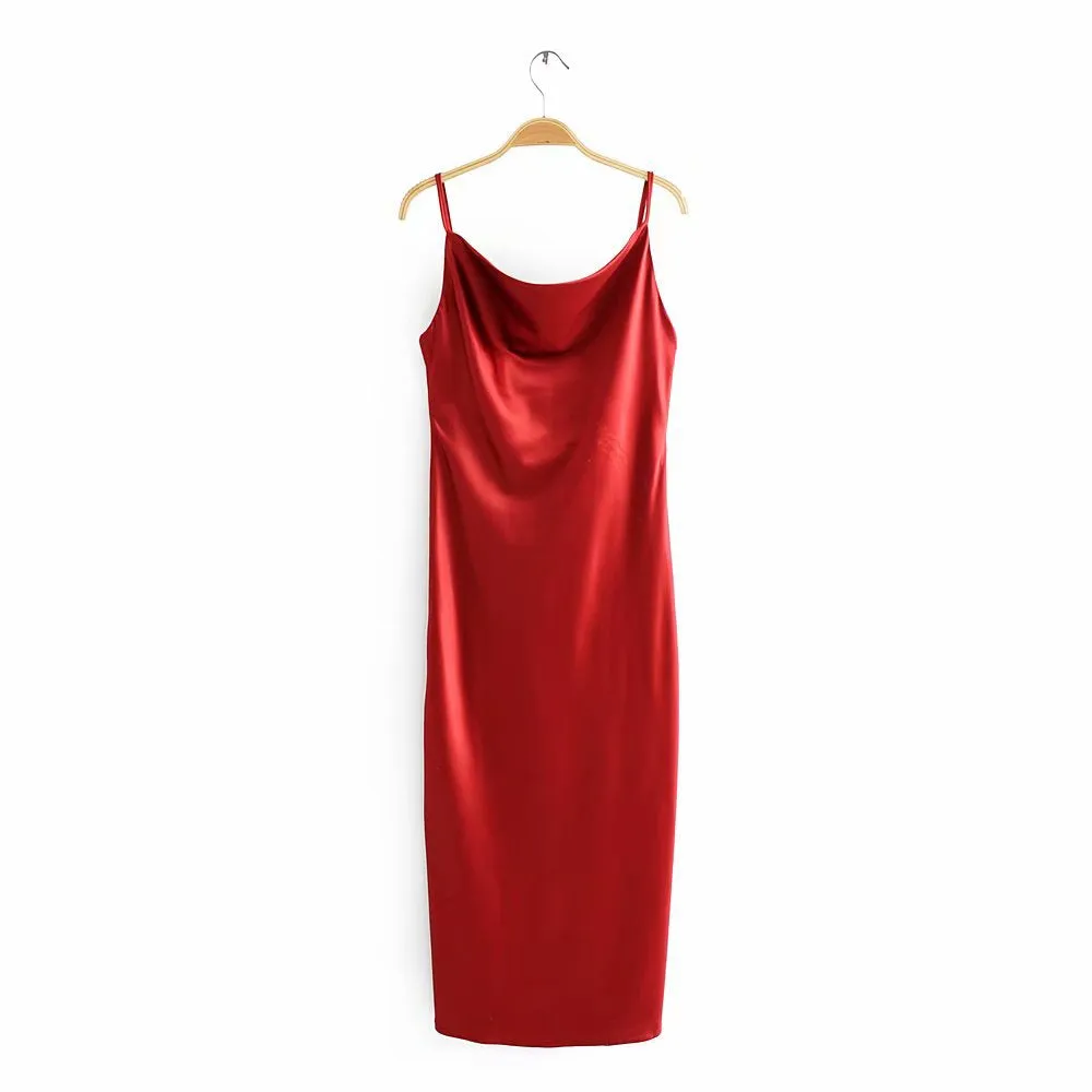 Sling Satin Backless Party Midi Dresses