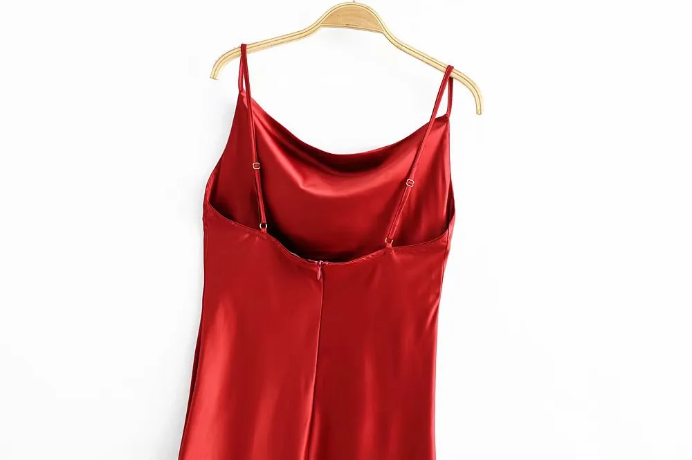Sling Satin Backless Party Midi Dresses