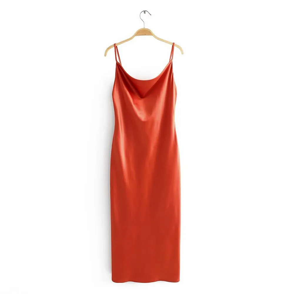Sling Satin Backless Party Midi Dresses