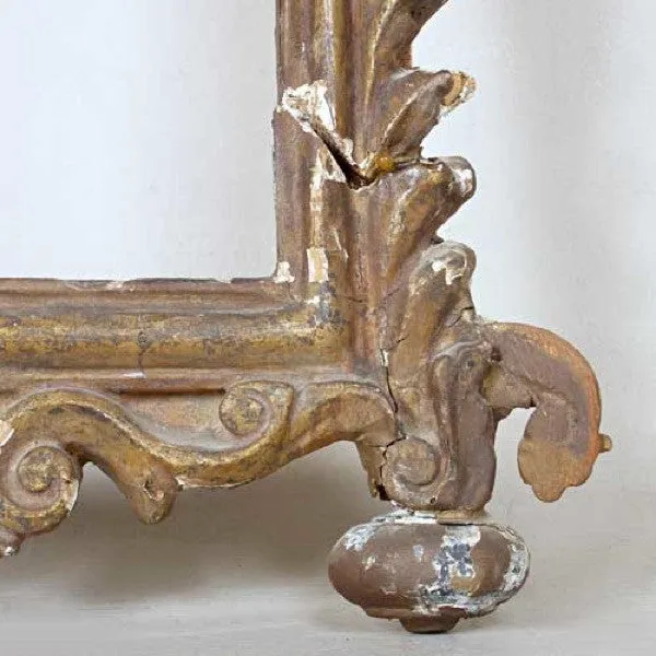 Small Early Italian Rococo Giltwood Mirror