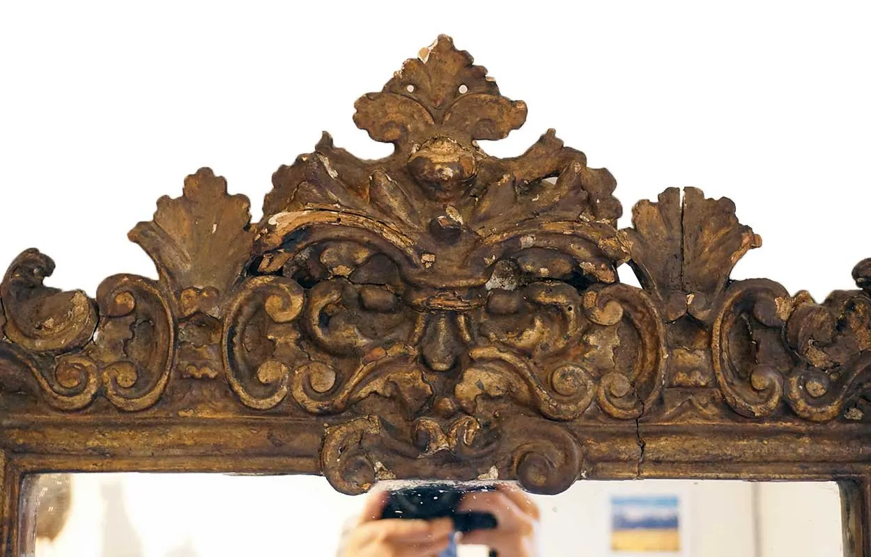 Small Early Italian Rococo Giltwood Mirror