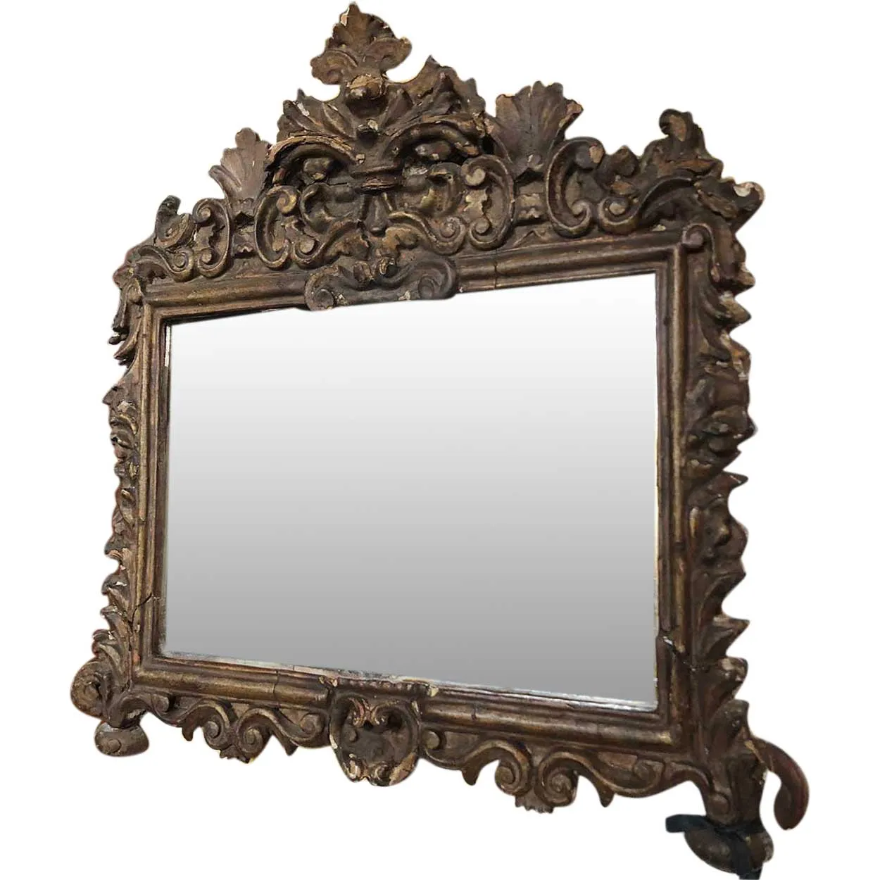 Small Early Italian Rococo Giltwood Mirror
