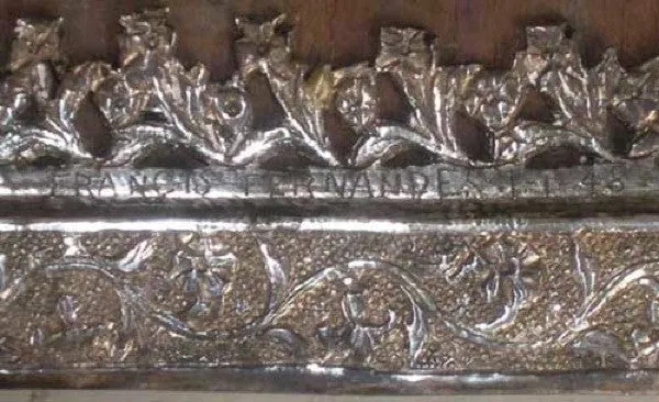 Small Indo-Portuguese Silver Mounted Teak Frame