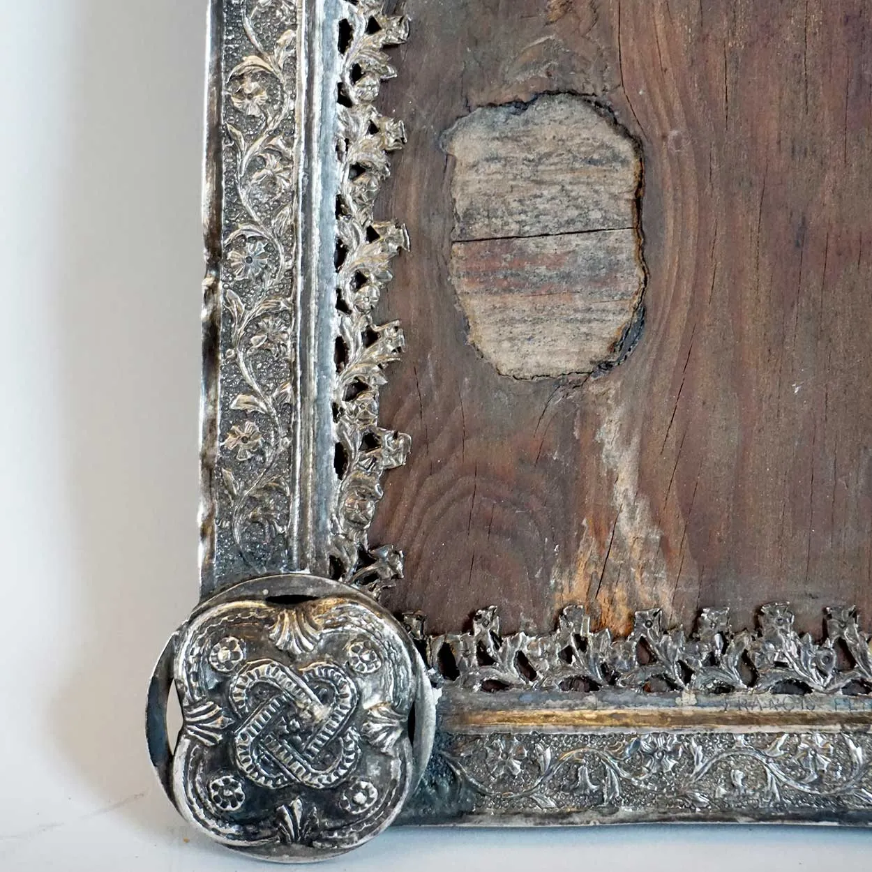 Small Indo-Portuguese Silver Mounted Teak Frame