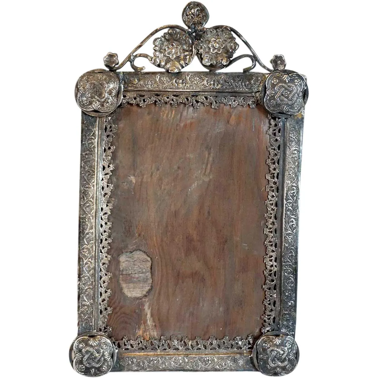 Small Indo-Portuguese Silver Mounted Teak Frame