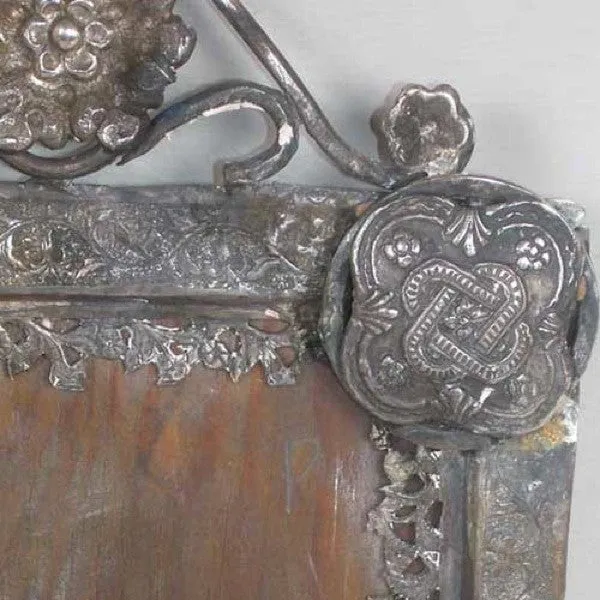 Small Indo-Portuguese Silver Mounted Teak Frame
