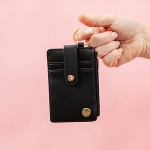 Solid Colored Keychain Card Wallet - Black