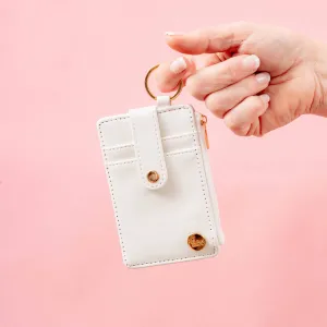 Solid Colored Keychain Card Wallet - White