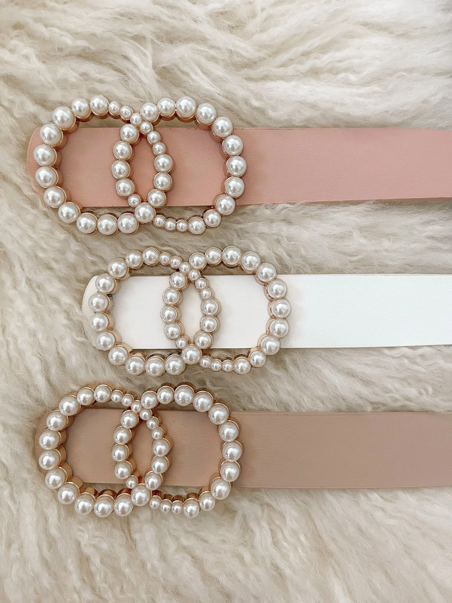 Sophia belt in Rose, White, & Nude