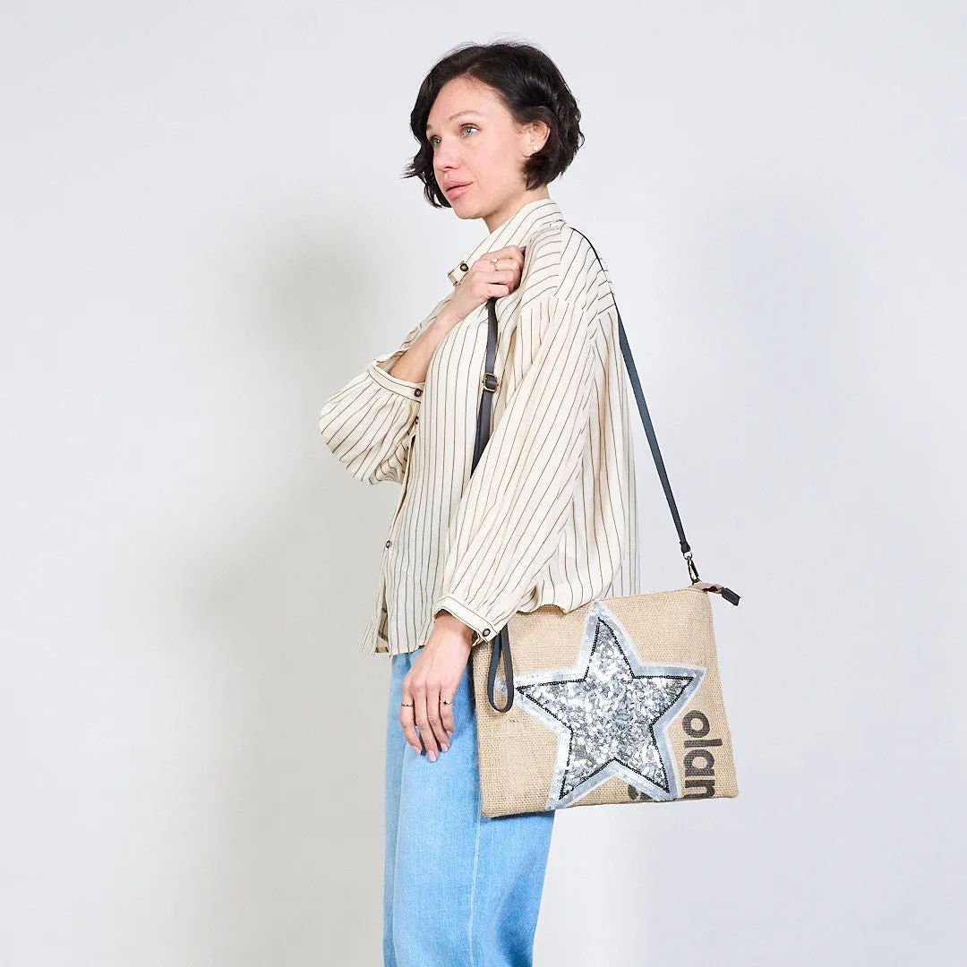 Sparkly sequin star jute wristlet wholesale