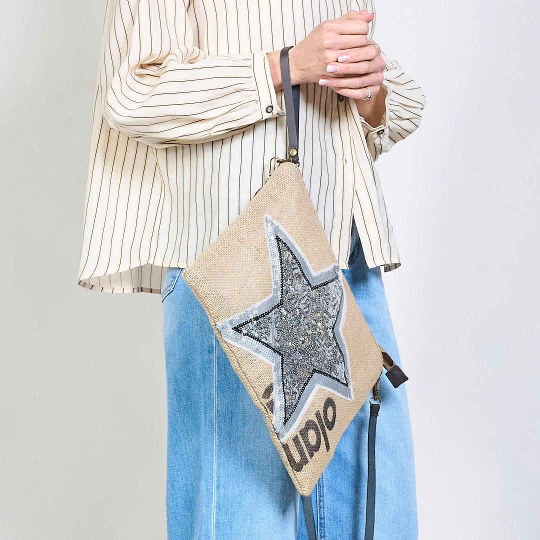 Sparkly sequin star jute wristlet wholesale