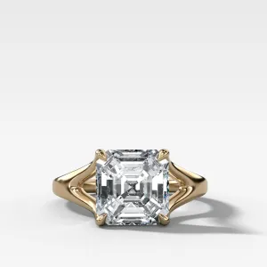 Split Shank Solitaire Engagement Ring with Asscher Cut Diamond
