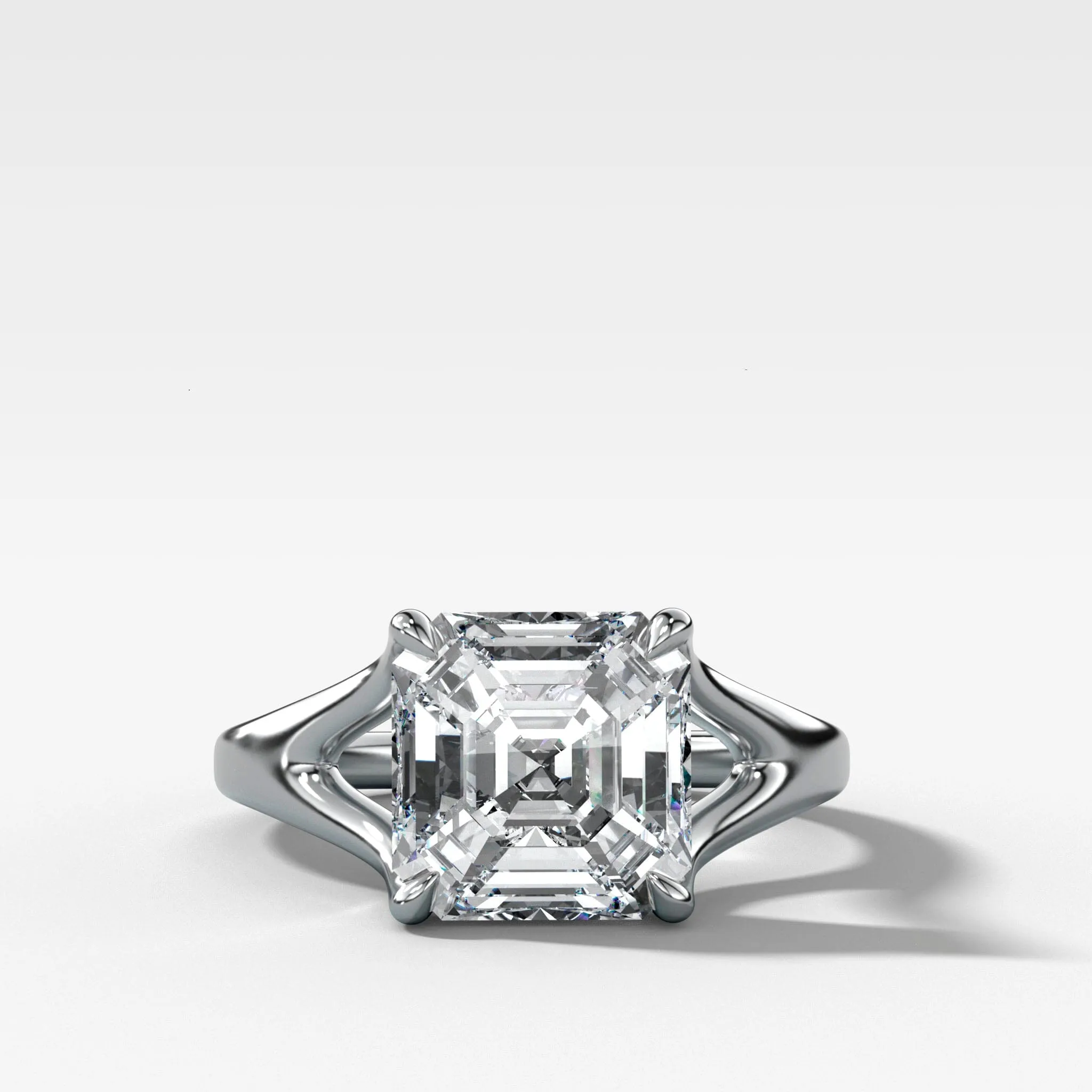 Split Shank Solitaire Engagement Ring with Asscher Cut Diamond