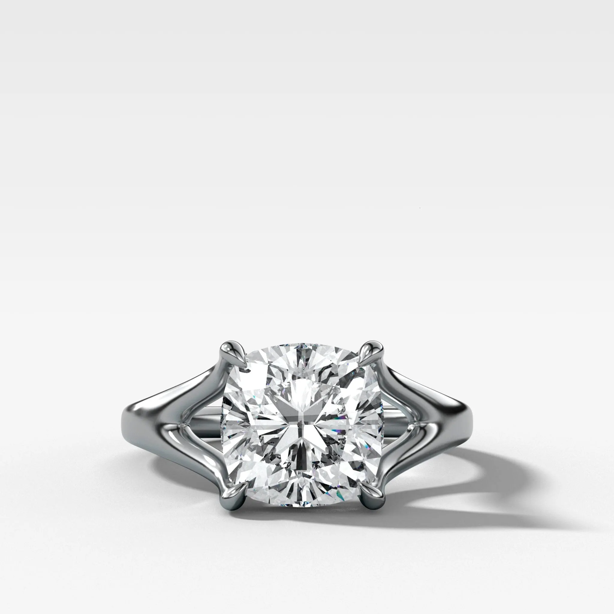 Split Shank Solitaire Engagement Ring with Cushion Cut Diamond