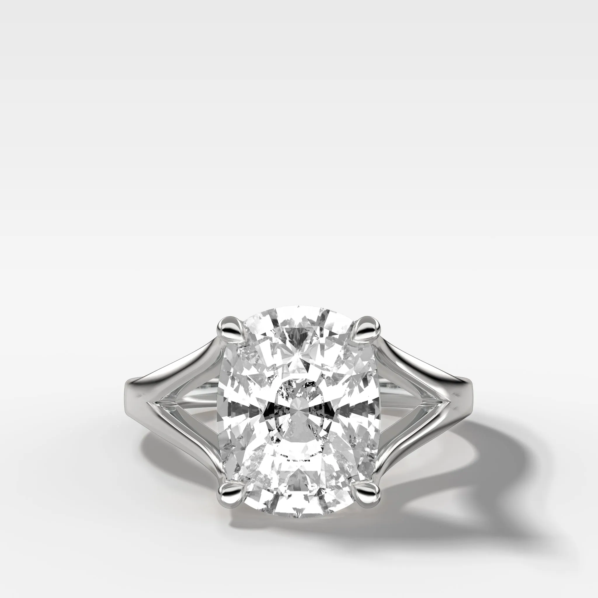 Split Shank Solitaire Engagement Ring with Elongated Cushion Cut Diamond