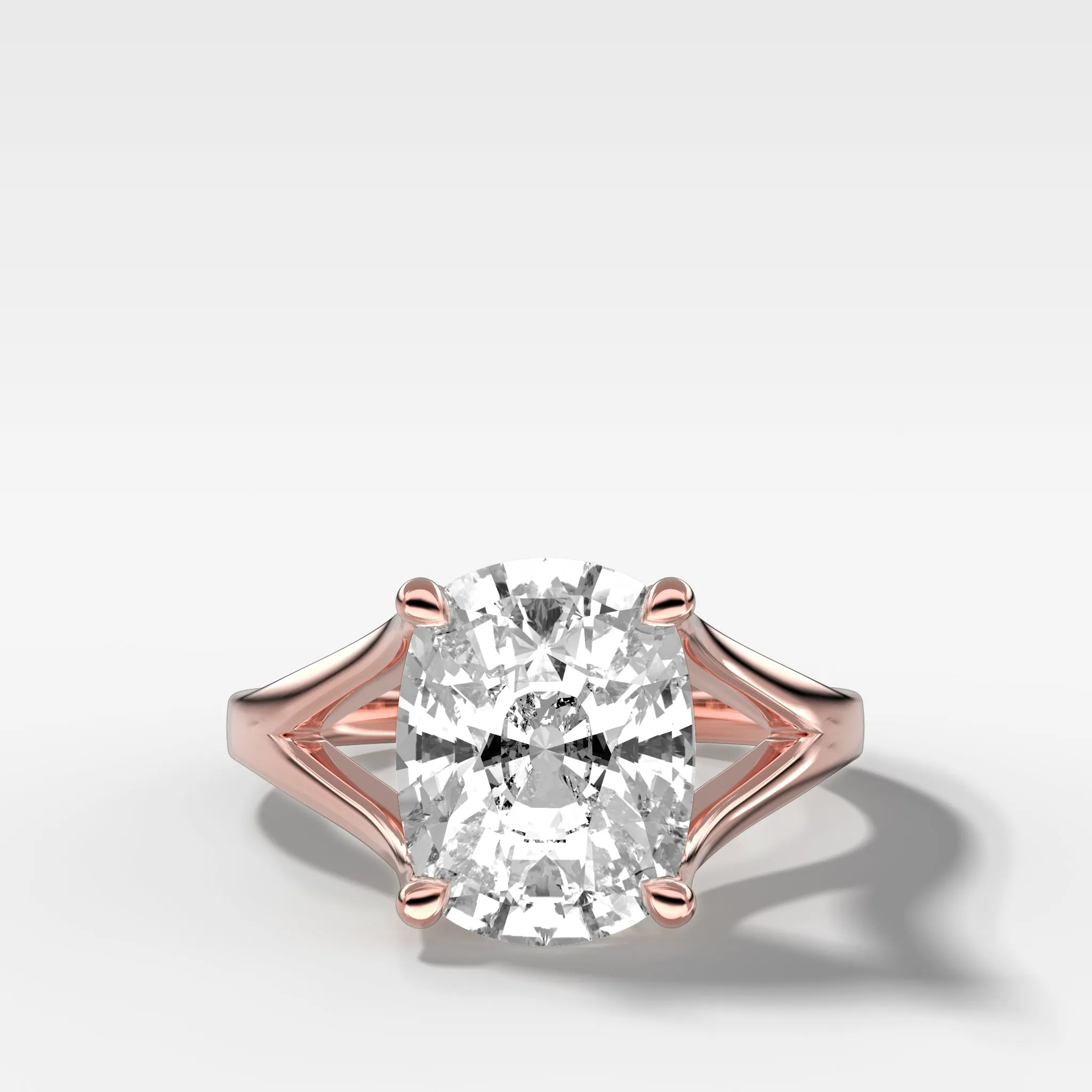 Split Shank Solitaire Engagement Ring with Elongated Cushion Cut Diamond