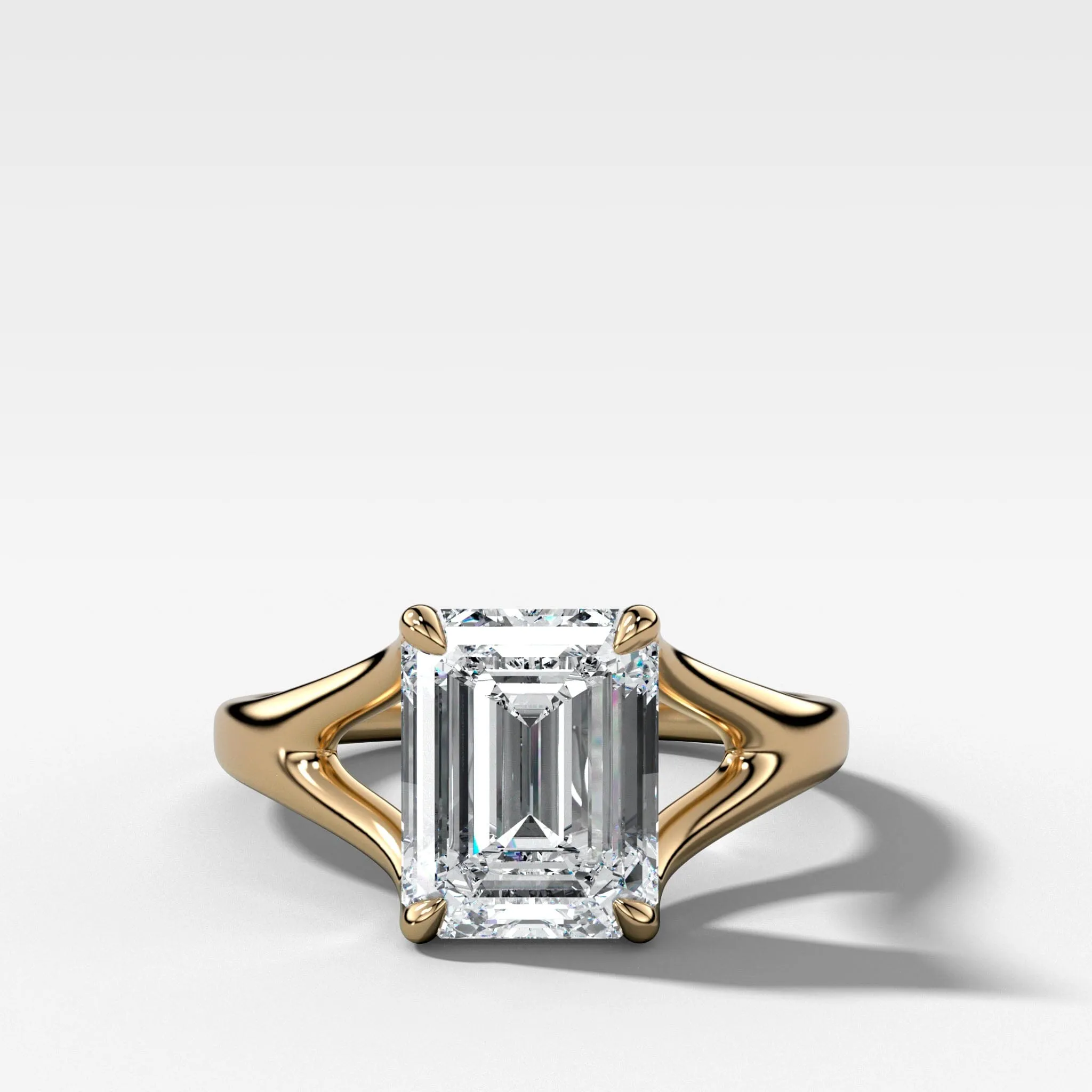 Split Shank Solitaire Engagement Ring with Emerald Cut Diamond