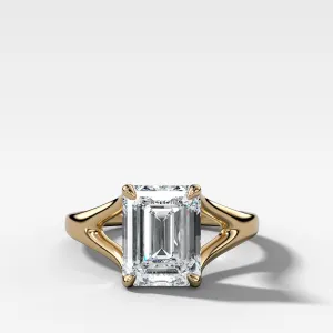 Split Shank Solitaire Engagement Ring with Emerald Cut Diamond