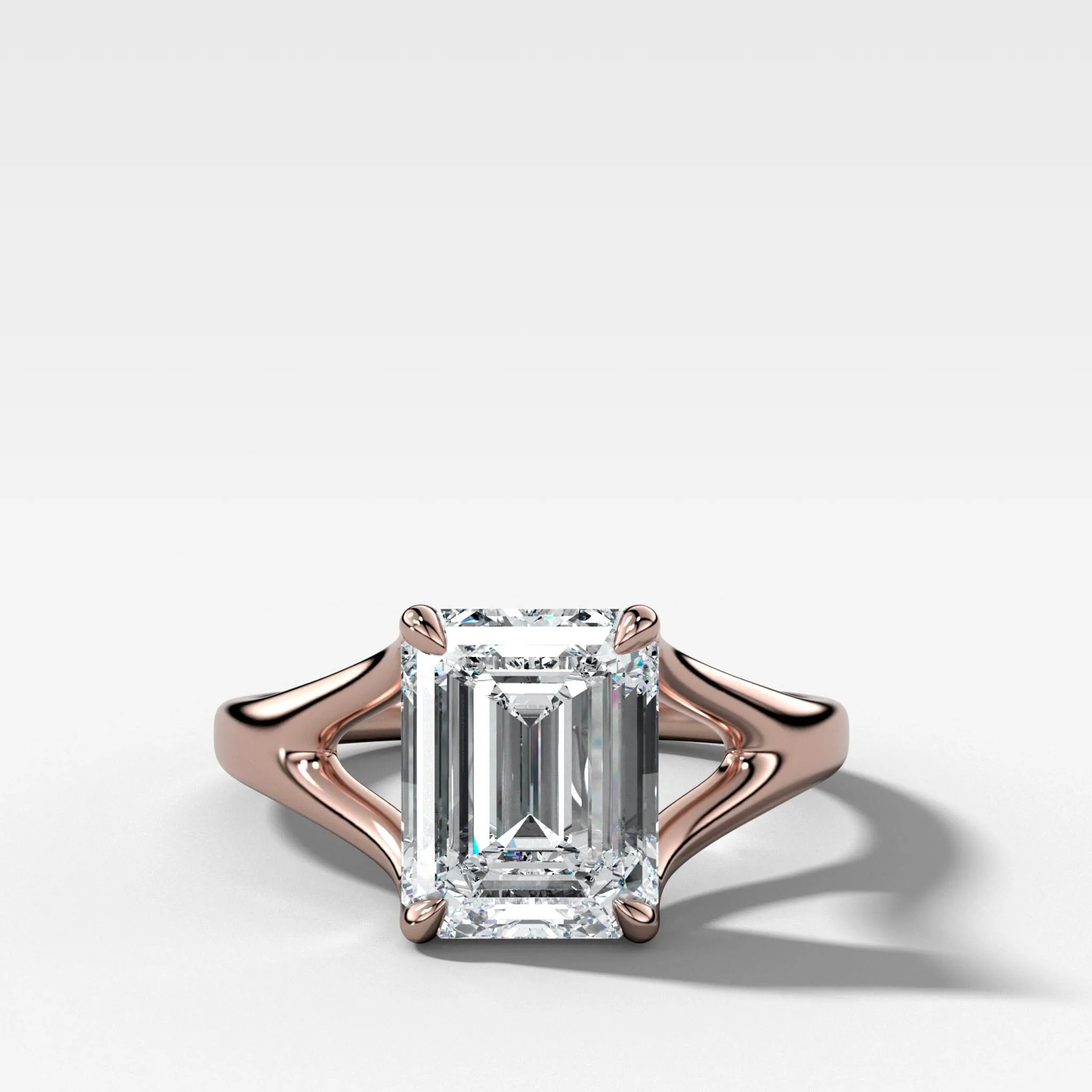 Split Shank Solitaire Engagement Ring with Emerald Cut Diamond
