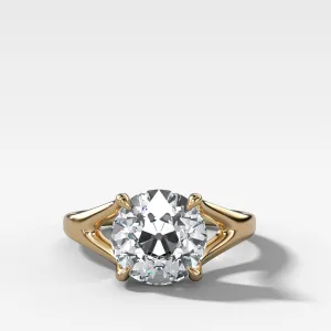 Split Shank Solitaire Engagement Ring with Old Euro Cut Diamond