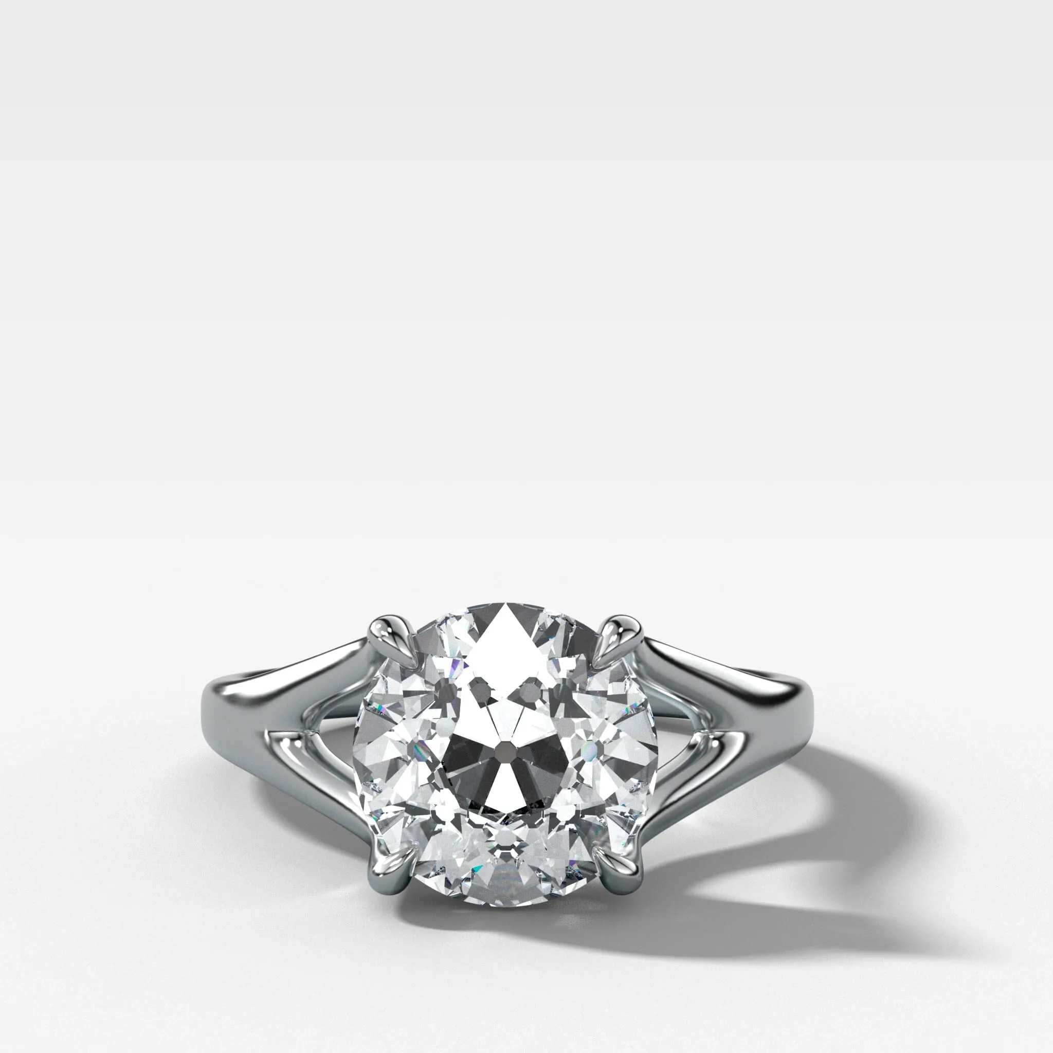 Split Shank Solitaire Engagement Ring with Old Euro Cut Diamond
