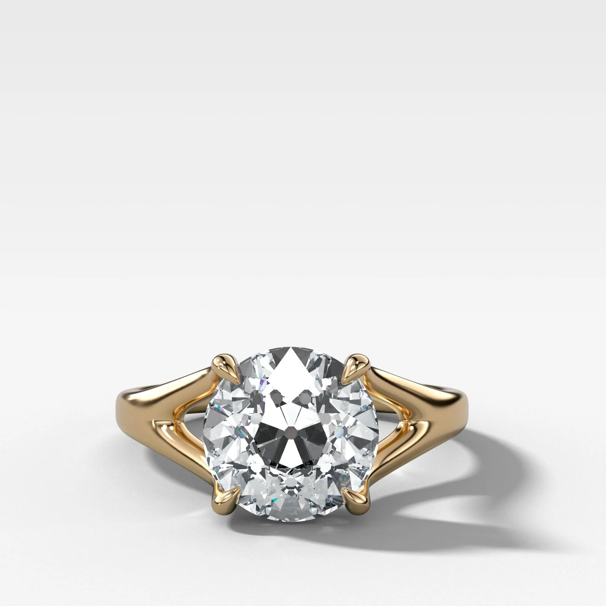 Split Shank Solitaire Engagement Ring with Old Euro Cut Diamond