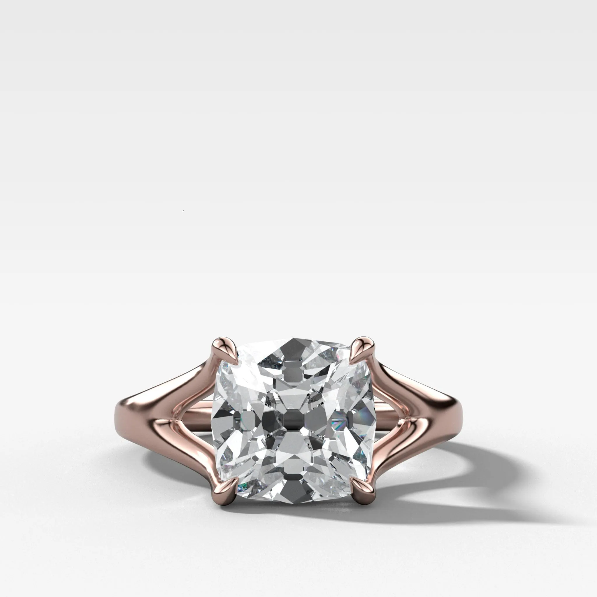 Split Shank Solitaire Engagement Ring with Old Mine Cut Diamond