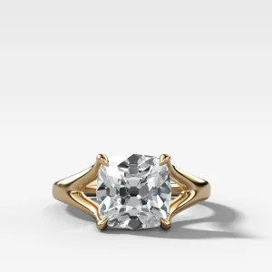 Split Shank Solitaire Engagement Ring with Old Mine Cut Diamond
