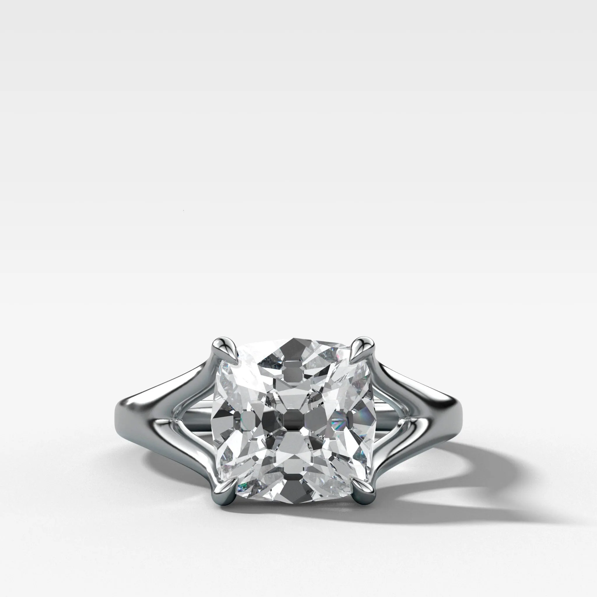 Split Shank Solitaire Engagement Ring with Old Mine Cut Diamond