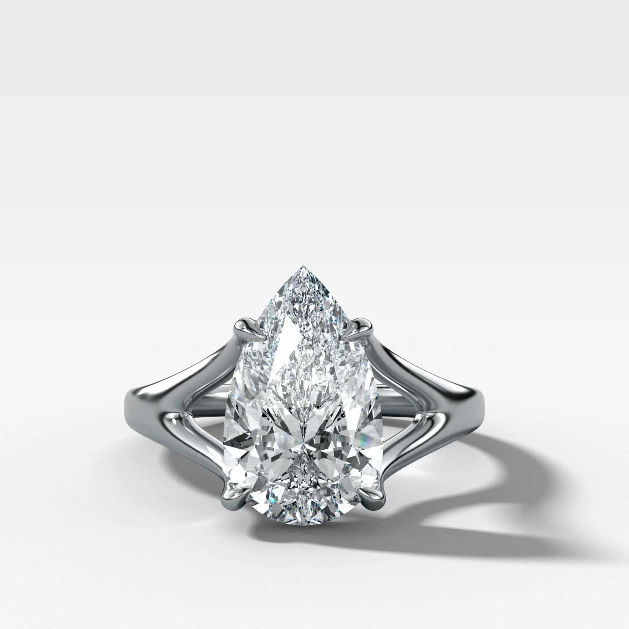 Split Shank Solitaire Engagement Ring with Pear Cut Diamond