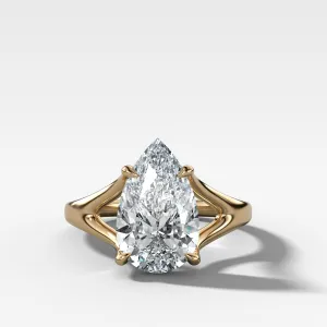 Split Shank Solitaire Engagement Ring with Pear Cut Diamond