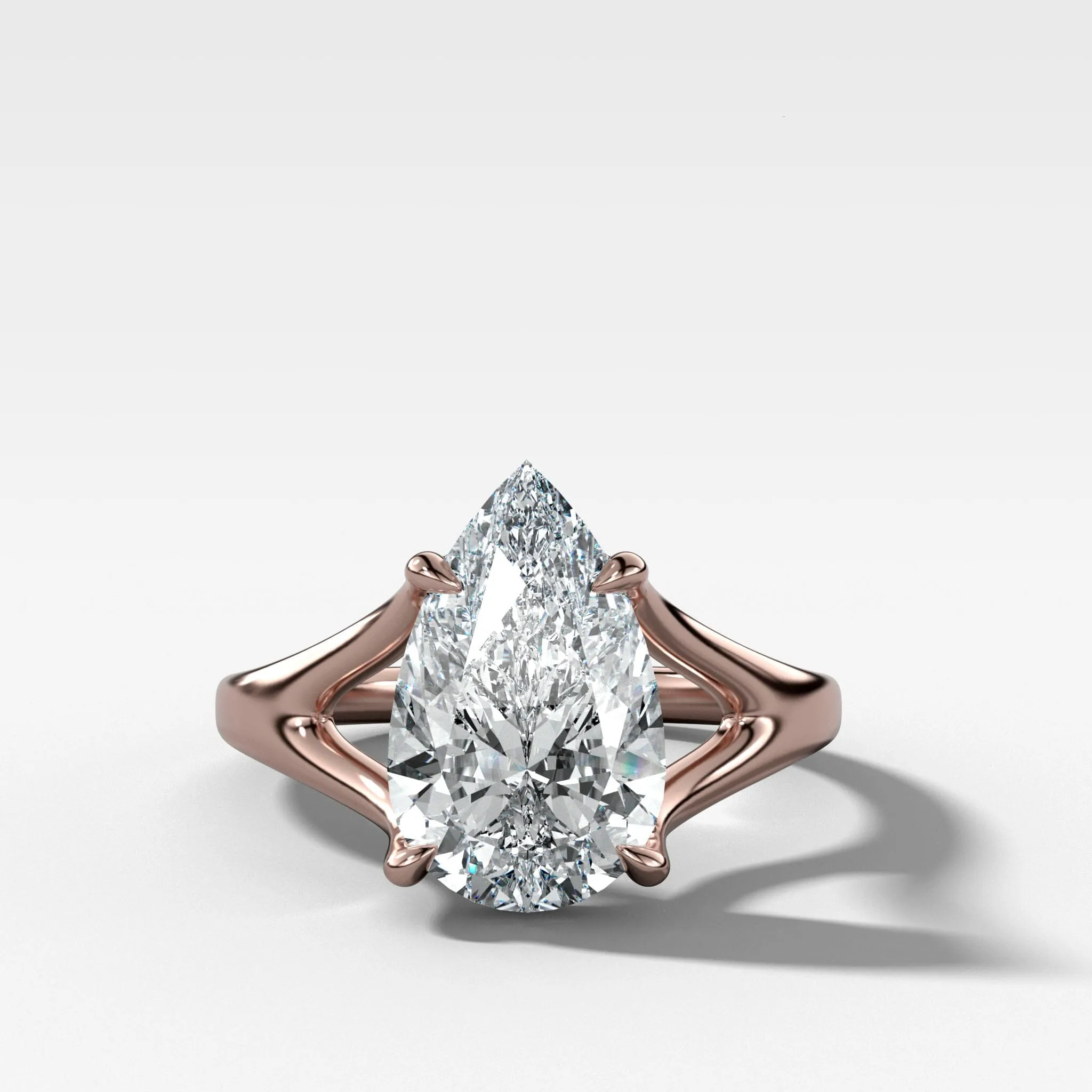 Split Shank Solitaire Engagement Ring with Pear Cut Diamond