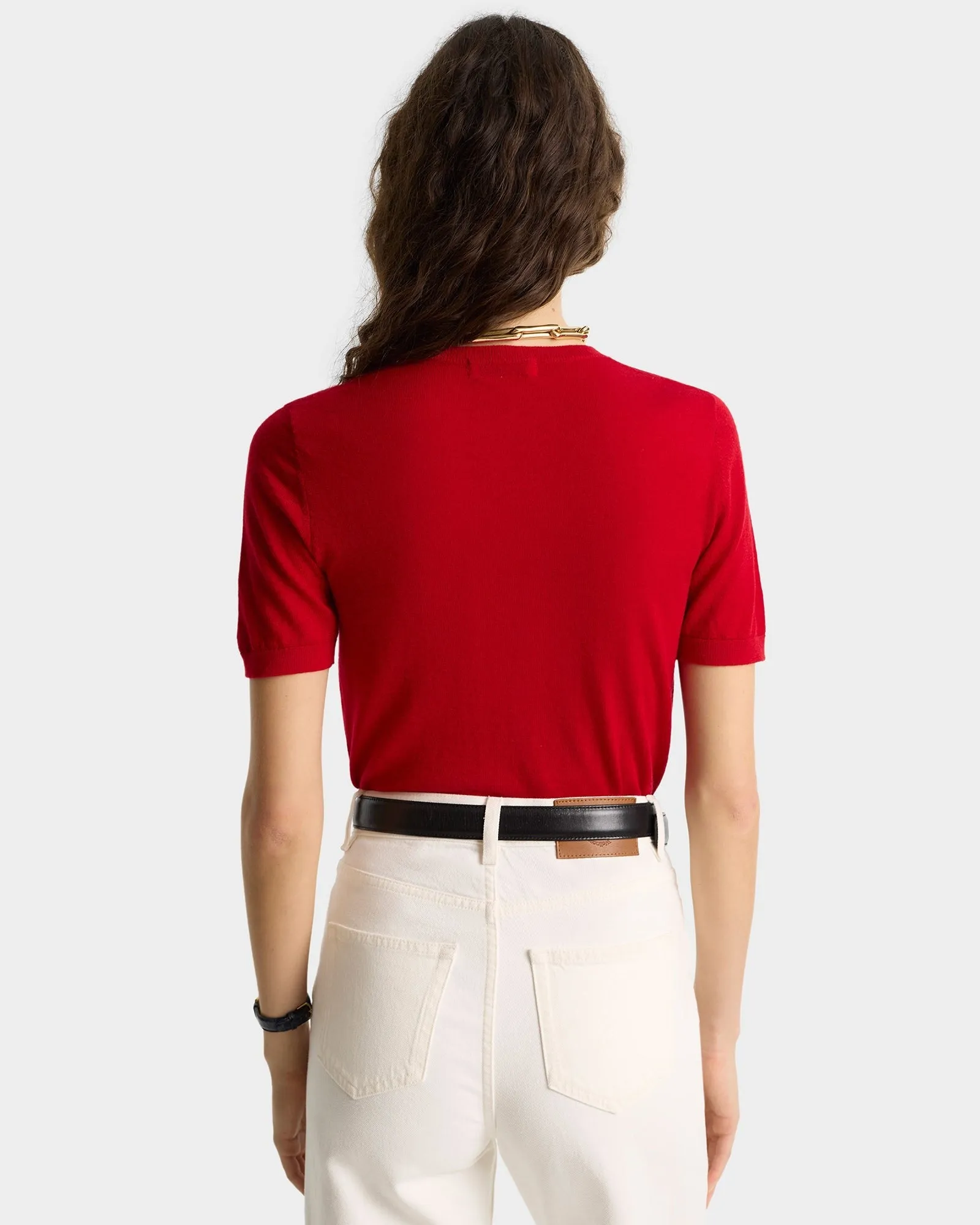 Sporty & Rich Vendome Merino Sweater in Ruby