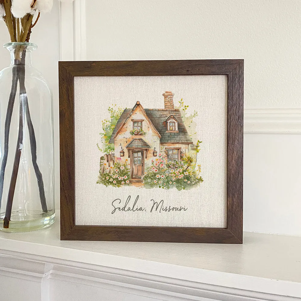 Spring Cottage - Custom Framed Sign