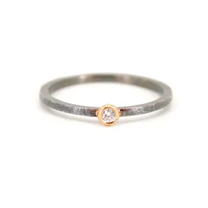 Square Wire with One Diamond Stacking Ring