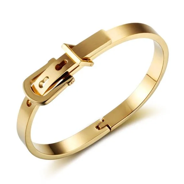 Stainless Steel Bangle Bracelet for Women, Rose Gold Color, 3 Color Options, Trendy Fashion Jewelry