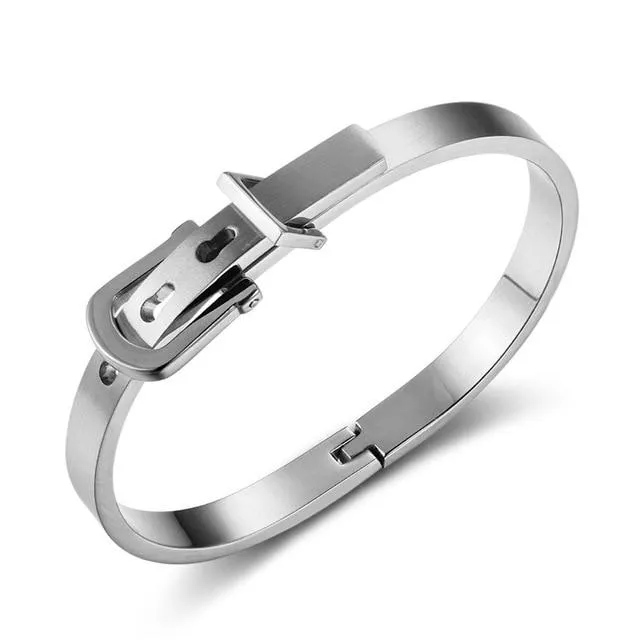 Stainless Steel Bangle Bracelet for Women, Rose Gold Color, 3 Color Options, Trendy Fashion Jewelry