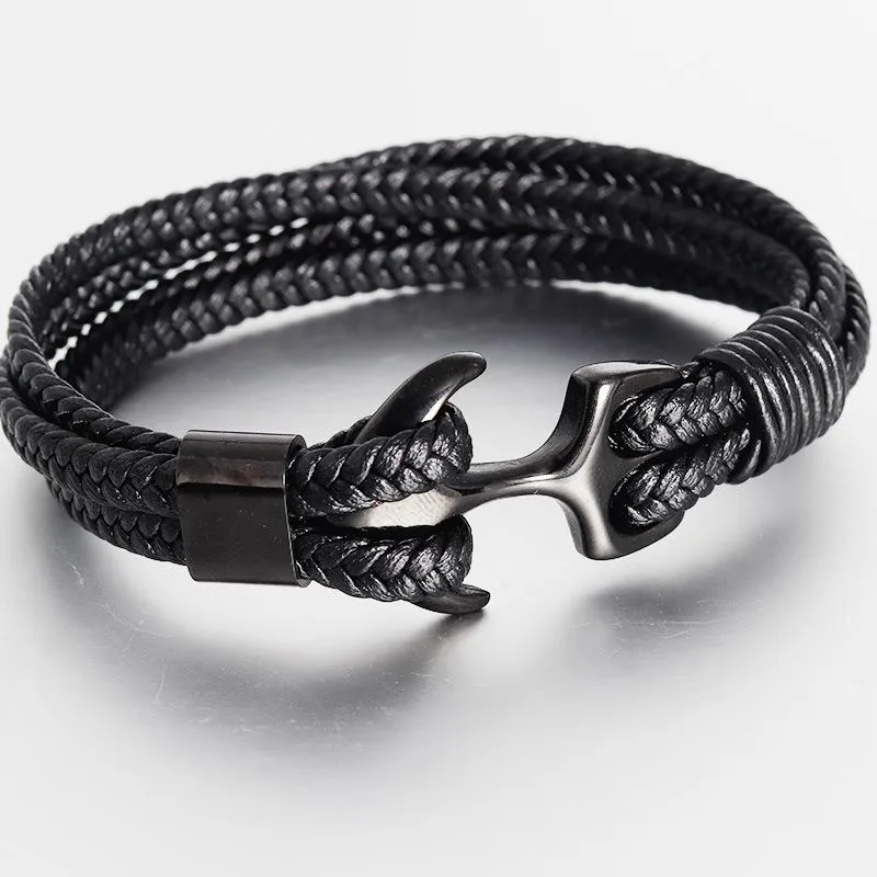 Stainless Steel Black Braided Bracelet