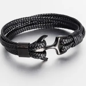 Stainless Steel Black Braided Bracelet
