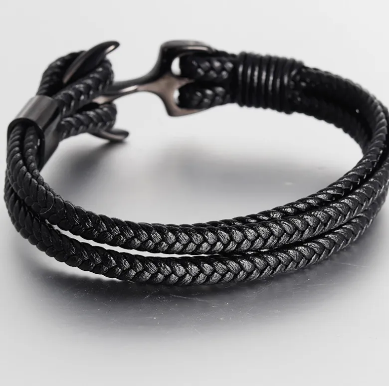 Stainless Steel Black Braided Bracelet
