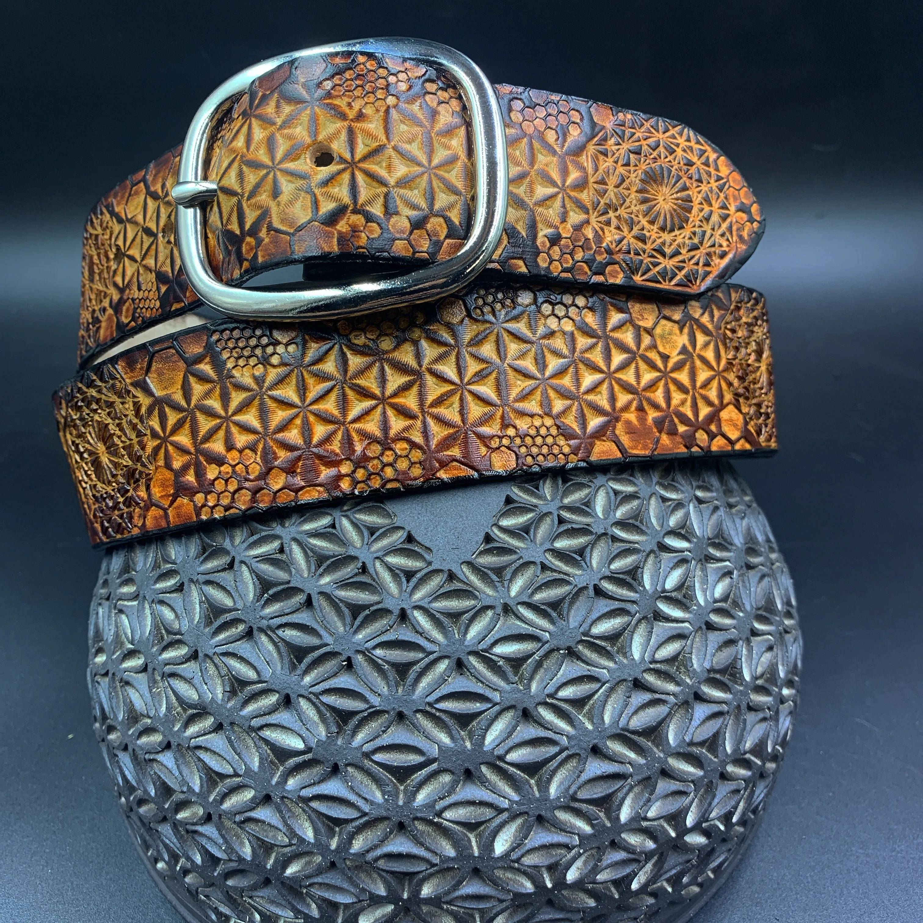 Stamped Leather Belt - Classy/Dress