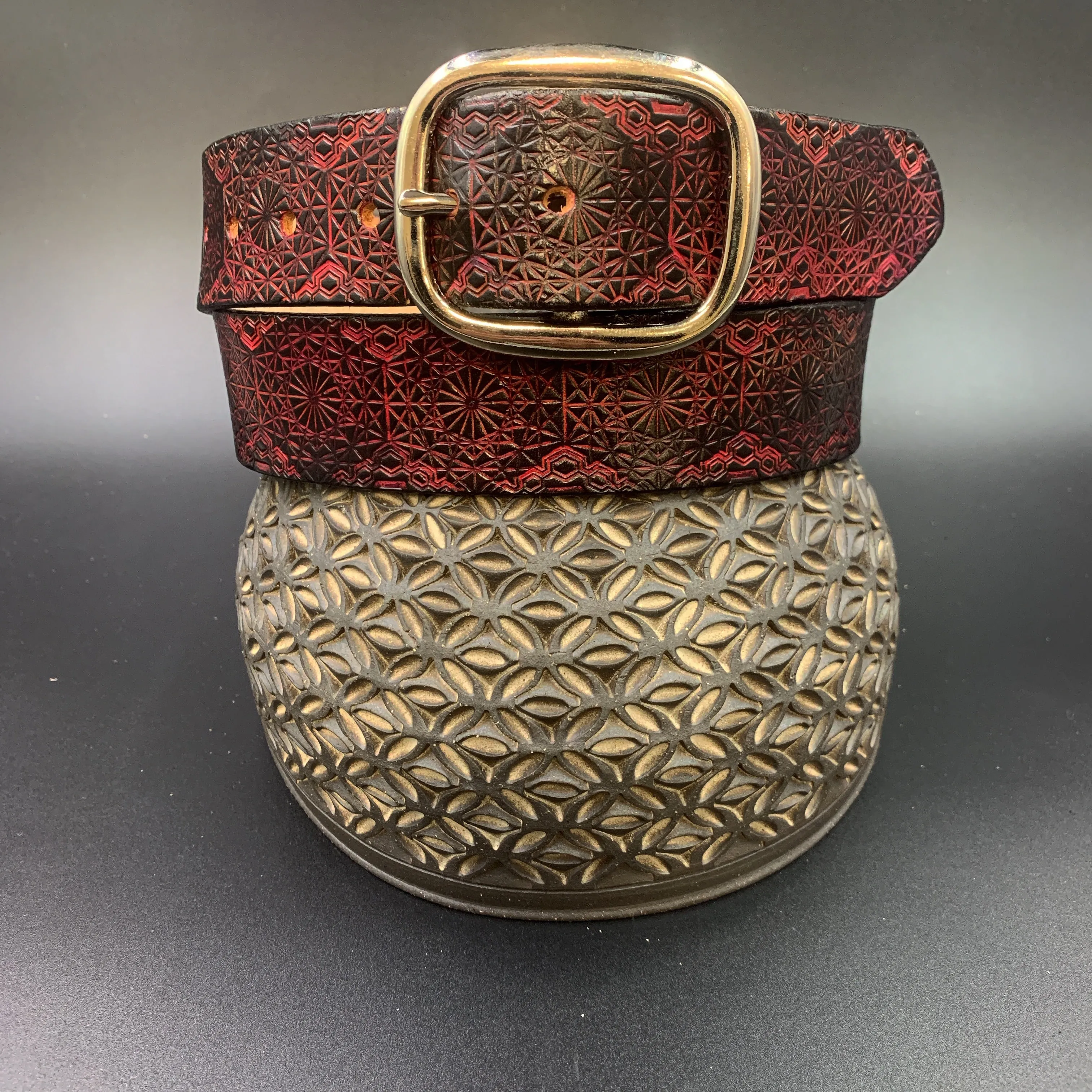 Stamped Leather Belt - Classy/Dress