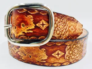 Stamped Leather Belt - Classy/Dress
