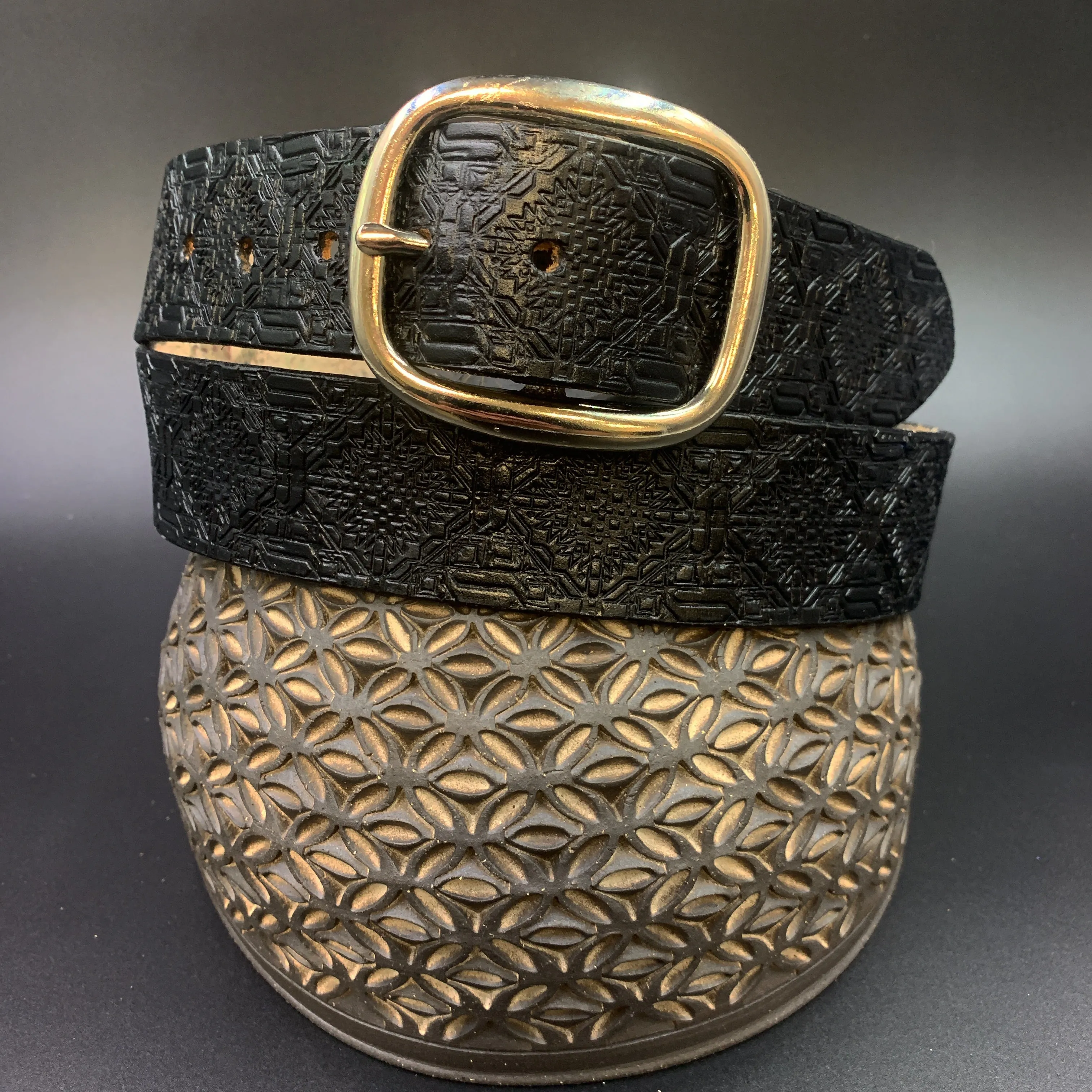 Stamped Leather Belt - Classy/Dress