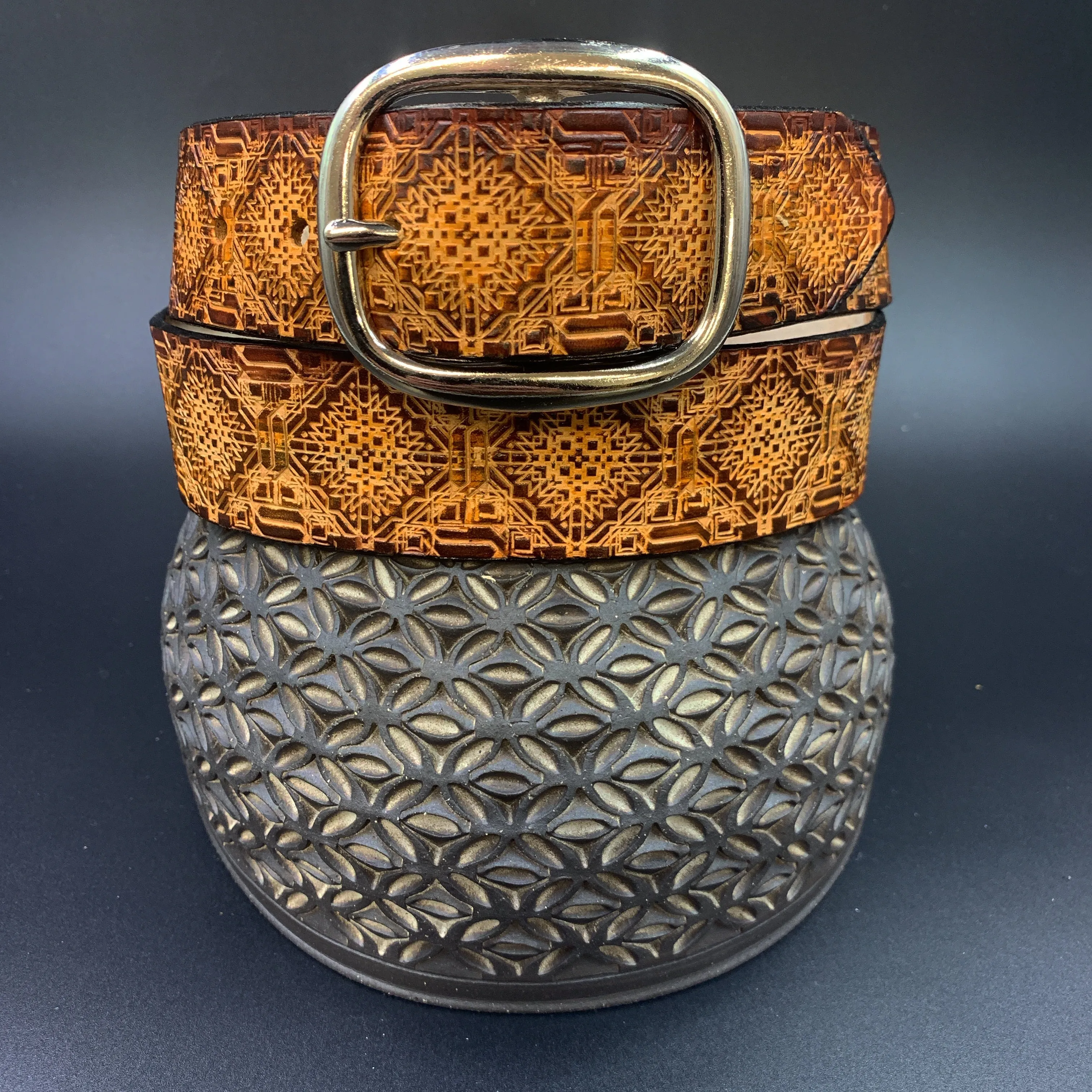 Stamped Leather Belt - Classy/Dress